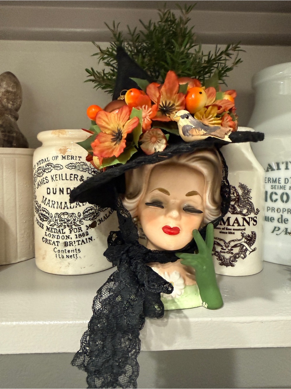 OOAK Fall Witch Dorris Day Napco Head Vase made by Me! - Picture 5 of 17